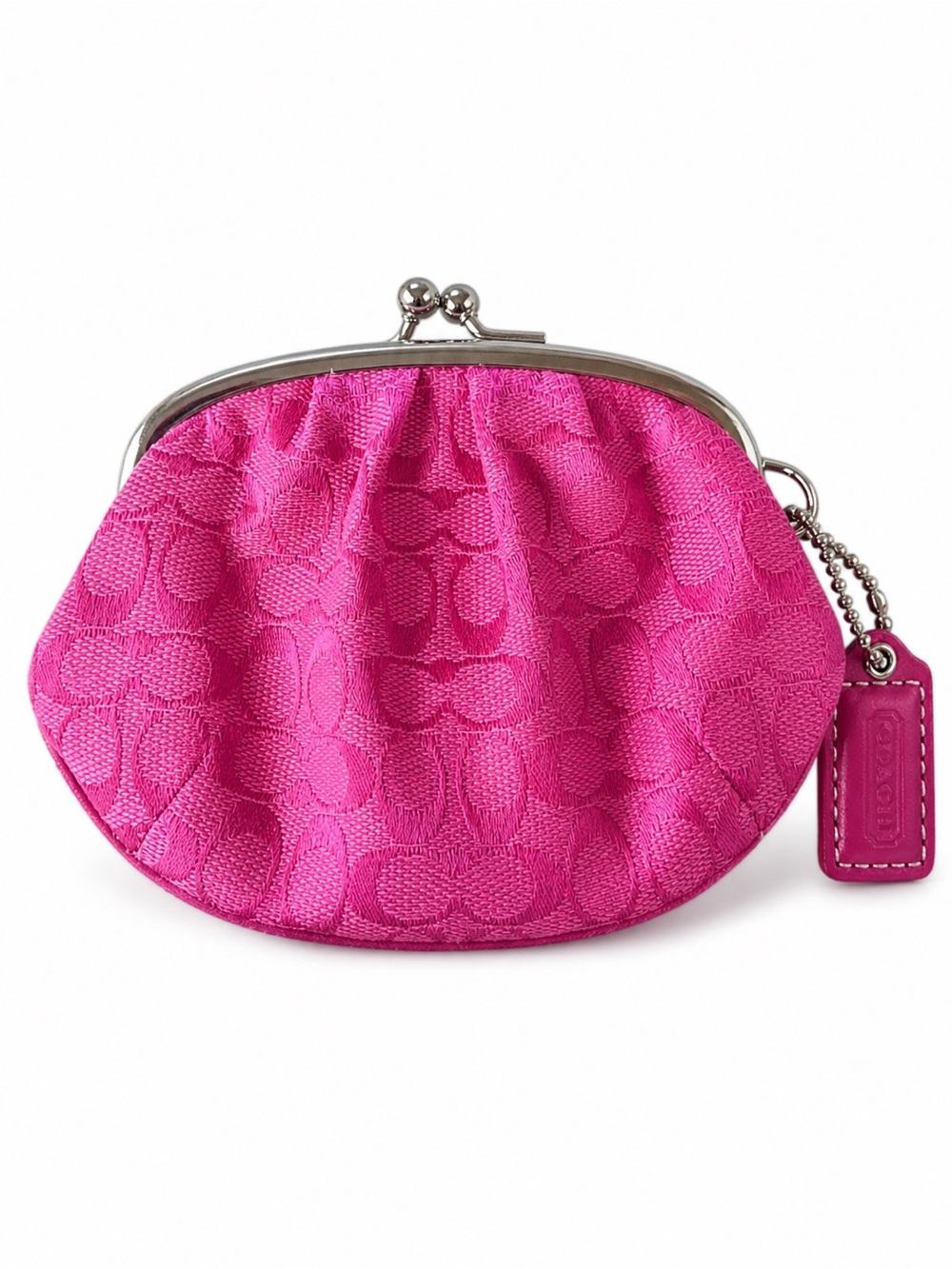 Coach Coin Purse in Bright Fuchsia with Kiss-Lock - Picture 2 of 4